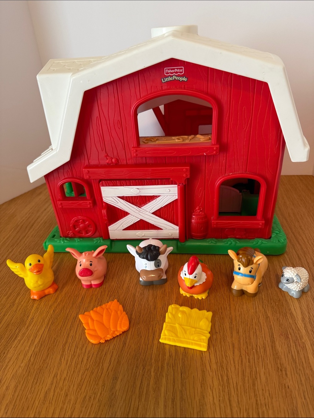 Fisher-Price Little People Red Barn Playset with White Roof and Colorful Animals